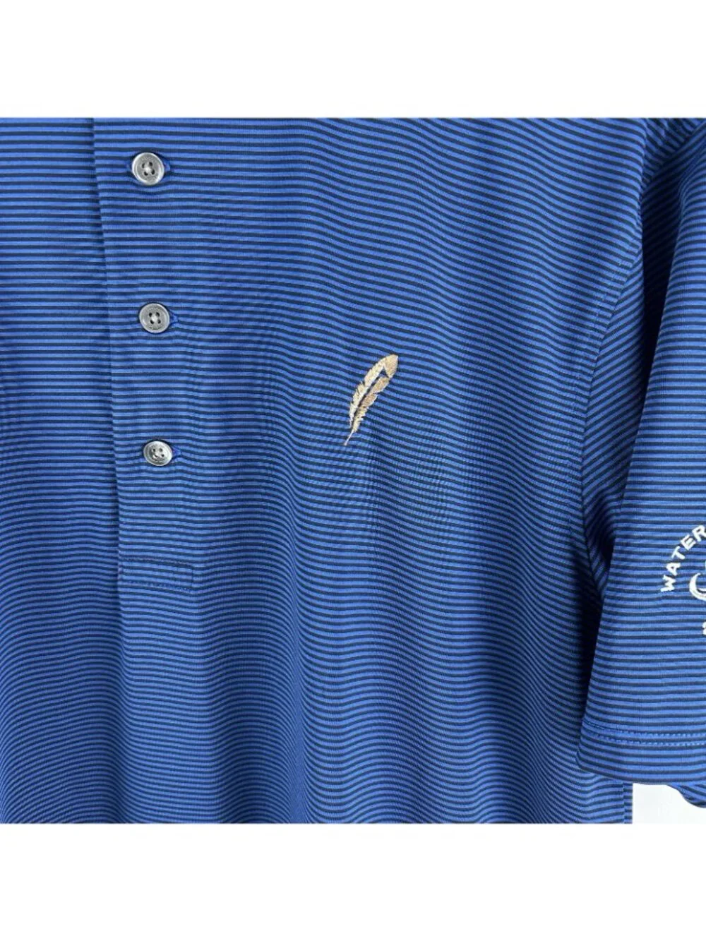 Greyson Polo Shirt Mens Medium Blue Striped Performance Golf Waterbury Open - Picture 3 of 8